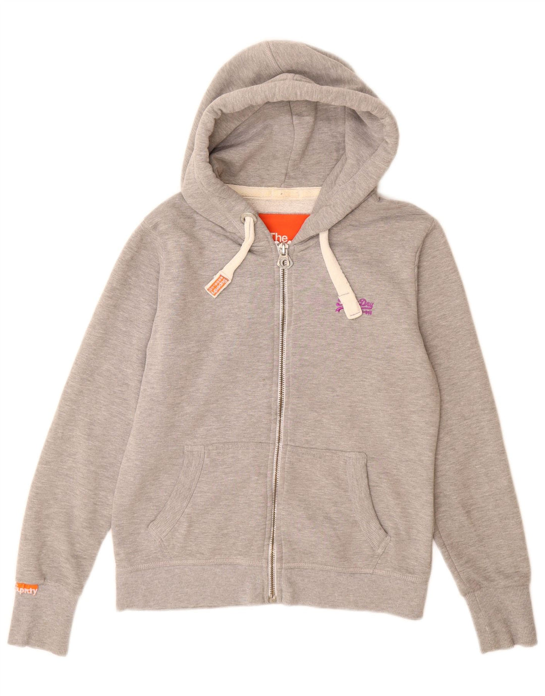 Superdry Suéter con capucha y cremallera para mujer Reino Unido 44 Poliéster gris grande