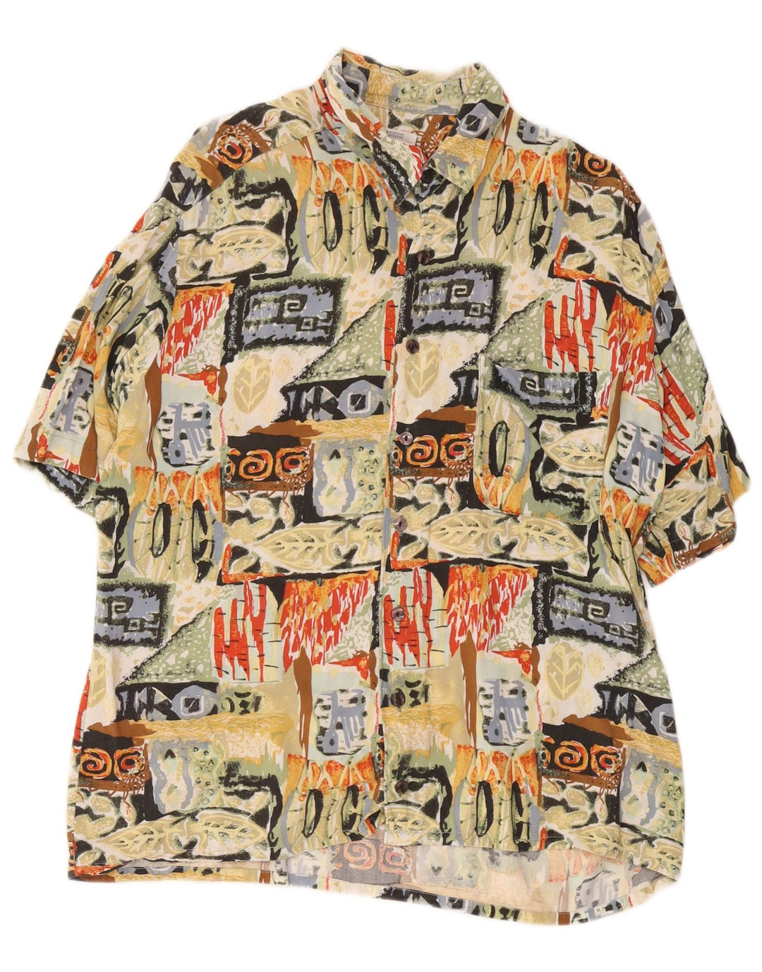 Camisa C&A Hombre De Manga Corta Grande Viscosa Geométrica Multicolor