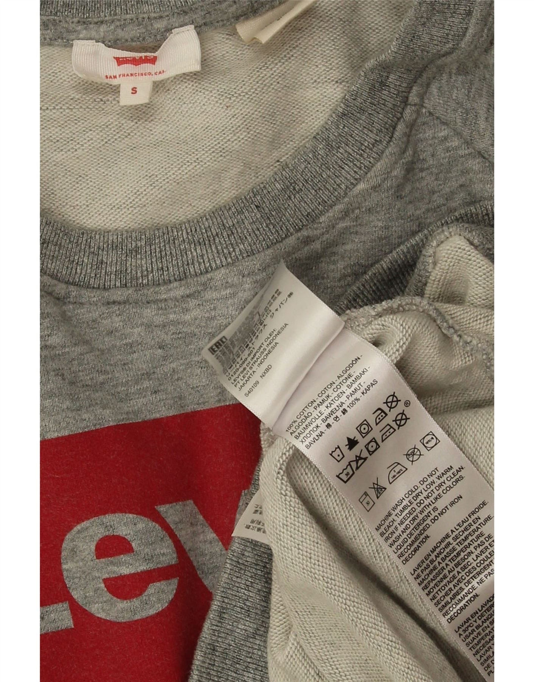 Levi's Sudadera de gran tamaño con gráfico para mujer, talla 10, algodón gris pequeño