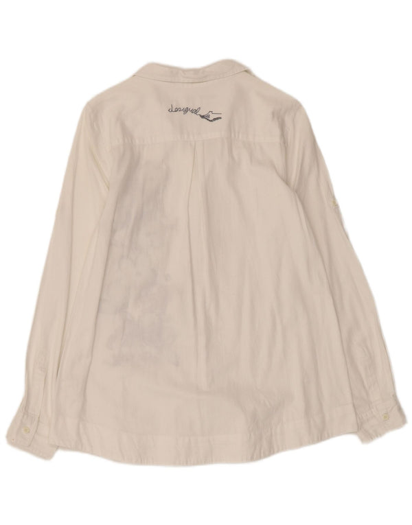 DESIGUAL Camisa gráfica para mujer UK 10 Small White Floral Cotton