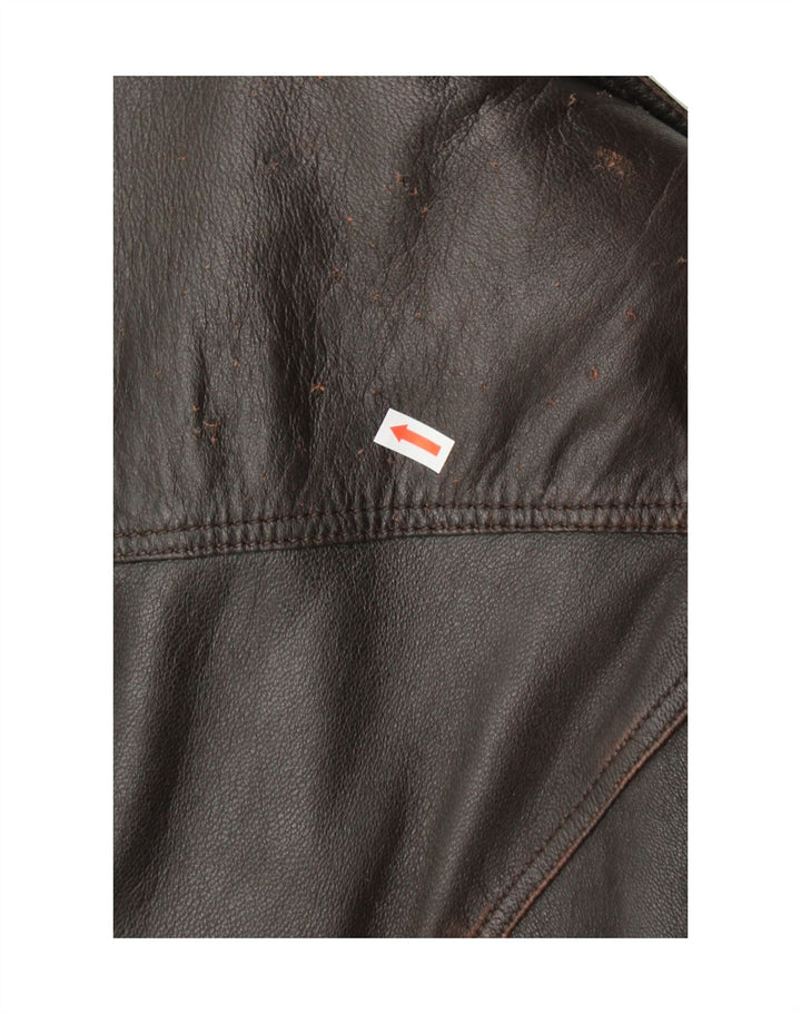 STREET ONE Womens Leather Jacket UK 10 Small Brown Leather Vintage Street One and Second-Hand Street One from Messina Hembry 