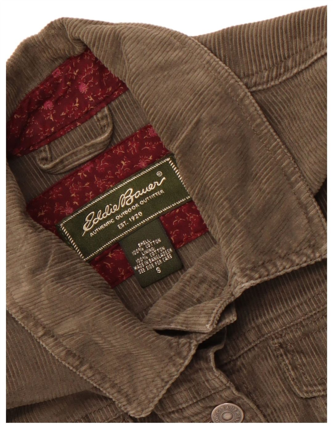 Eddie Bauer Chaqueta de pana holgada para mujer UK 10 Small Khaki Cotton