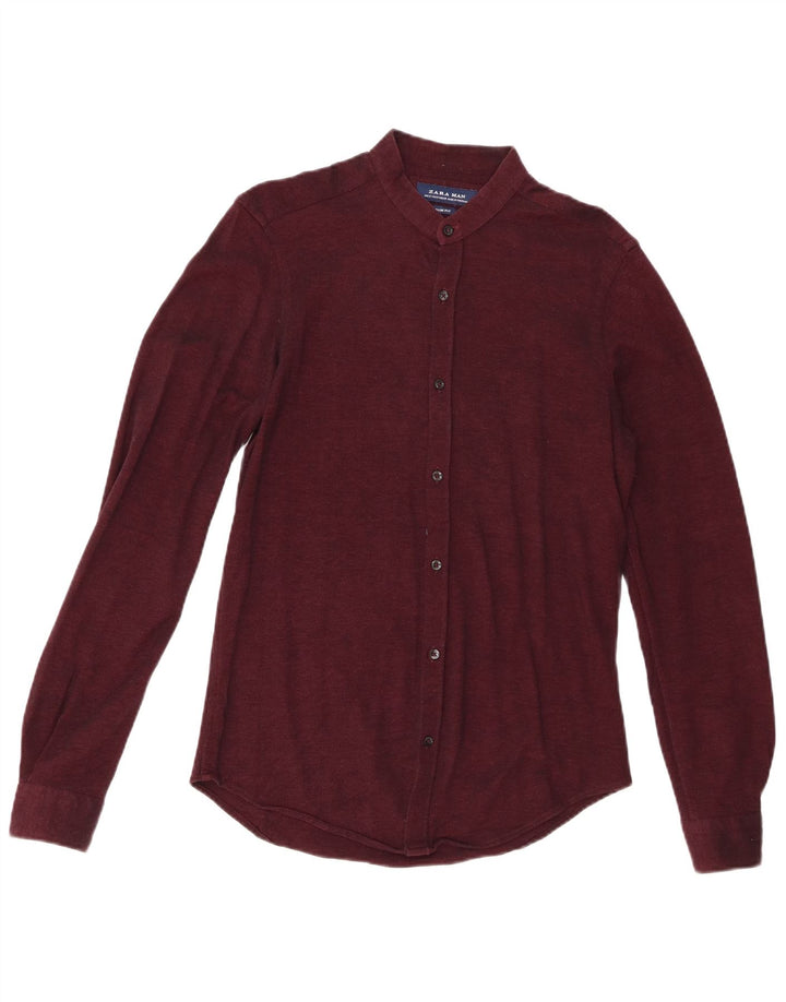 Zara Hombre Camisa Slim Fit Pequeña Granate