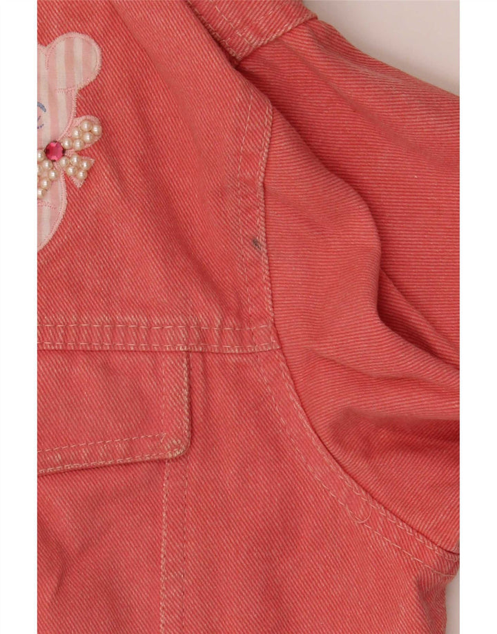 Vintage mujer oso de peluche gráfico chaqueta de mezclilla IT 42 algodón rosa medio