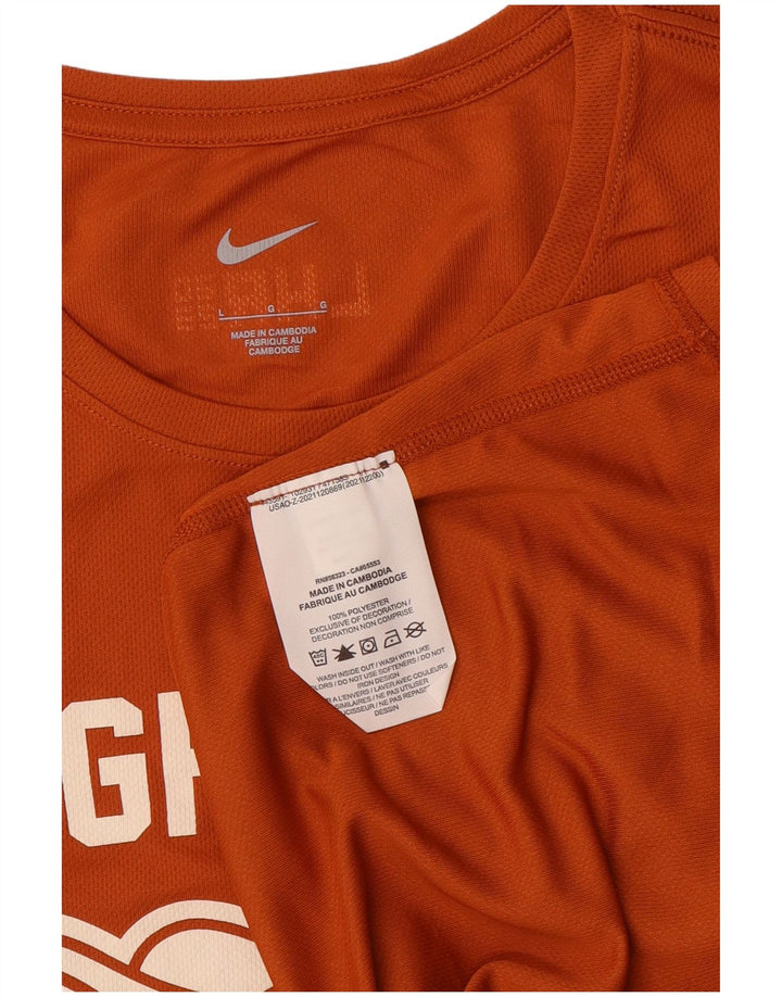 NIKE Camiseta gráfica para mujer Top UK 44 Grande Naranja Poliéster