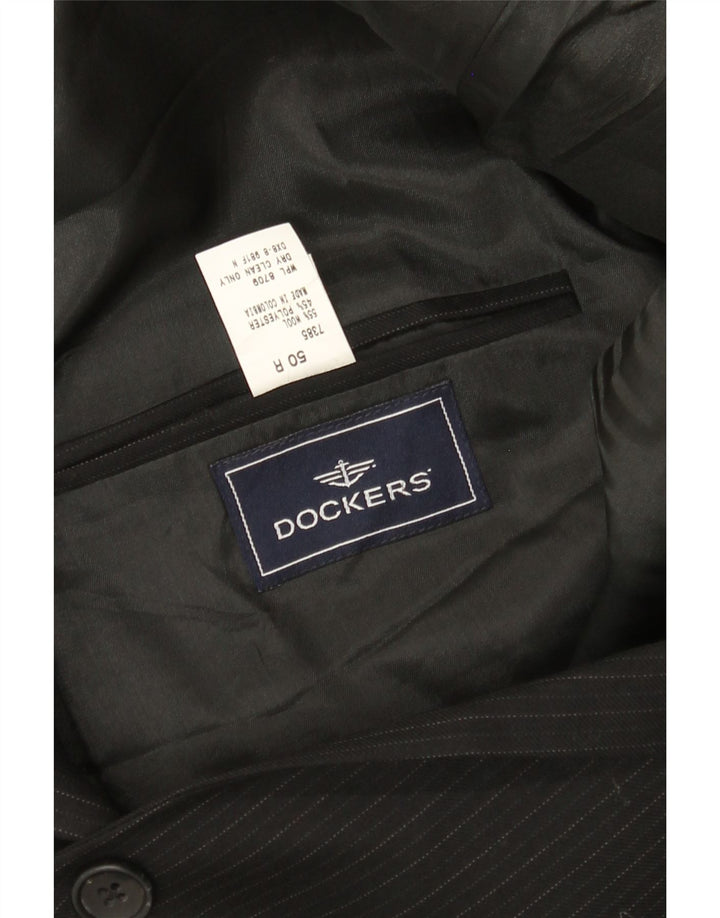 Dockers Chaqueta tipo blazer de 2 botones para hombre IT 50 grande de lana a rayas negras