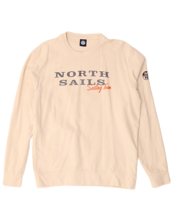 North Sails Hombre Sudadera Gráfica Jumper XL Algodón Blanco Roto