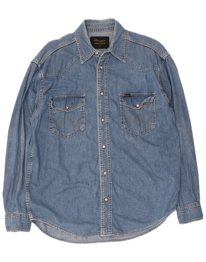 Camisa Vaquera Wrangler Hombre Algodón Azul Medio