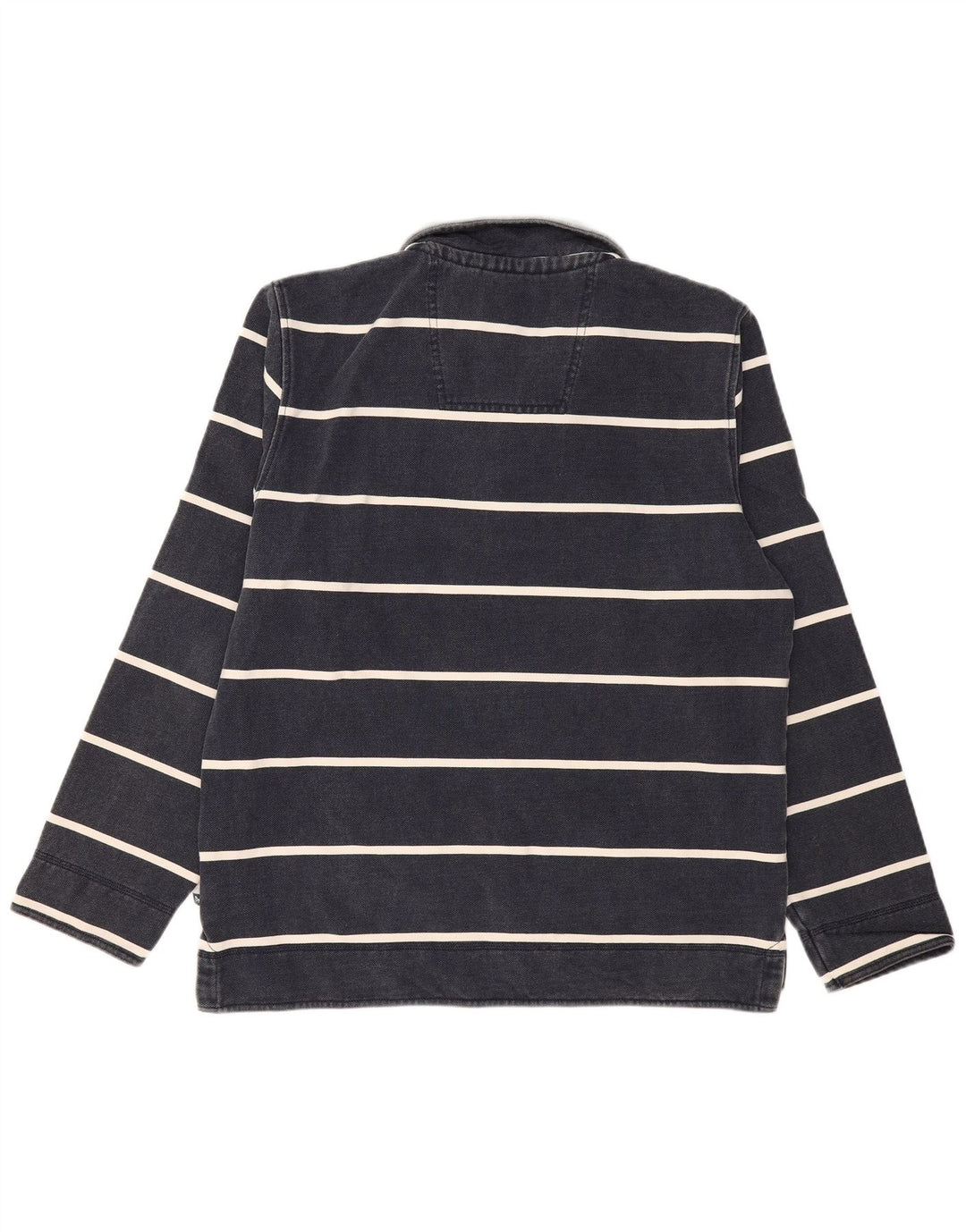 CREW CLOTHING Sudadera con cuello y cremallera para hombre, jersey grande, azul marino, a rayas