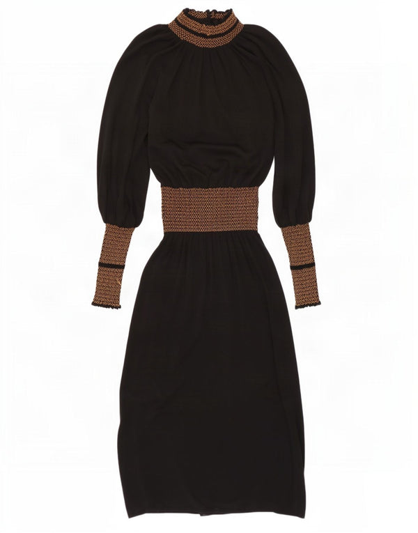 Zara Mujer Maxi Vestido De Manga Larga UK 42 Medio Viscosa Color Block Negro