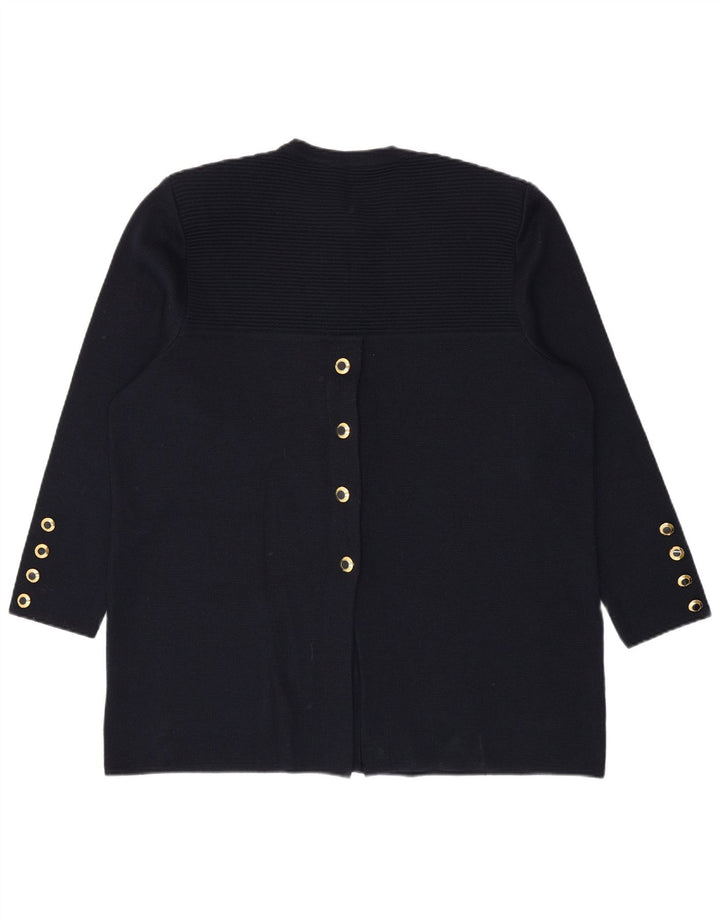 Vintage mujer longline oversized cardigan suéter IT 46 grande azul marino