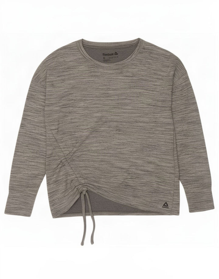 Reebok Top extragrande de manga larga para mujer UK 10 Pequeño poliéster moteado gris