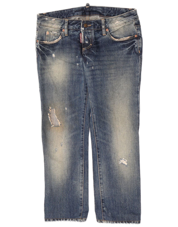 Vaqueros rectos desgastados para mujer Dsquared IT 44 Medium W30 L27 Algodón azul