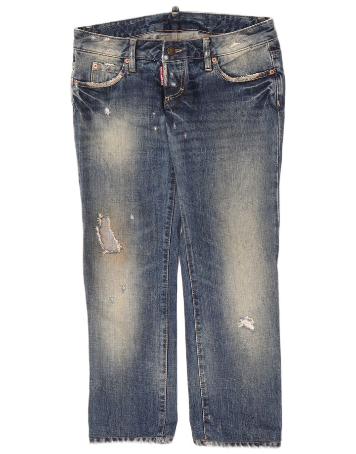Vaqueros rectos desgastados para mujer Dsquared IT 44 Medium W30 L27 Algodón azul