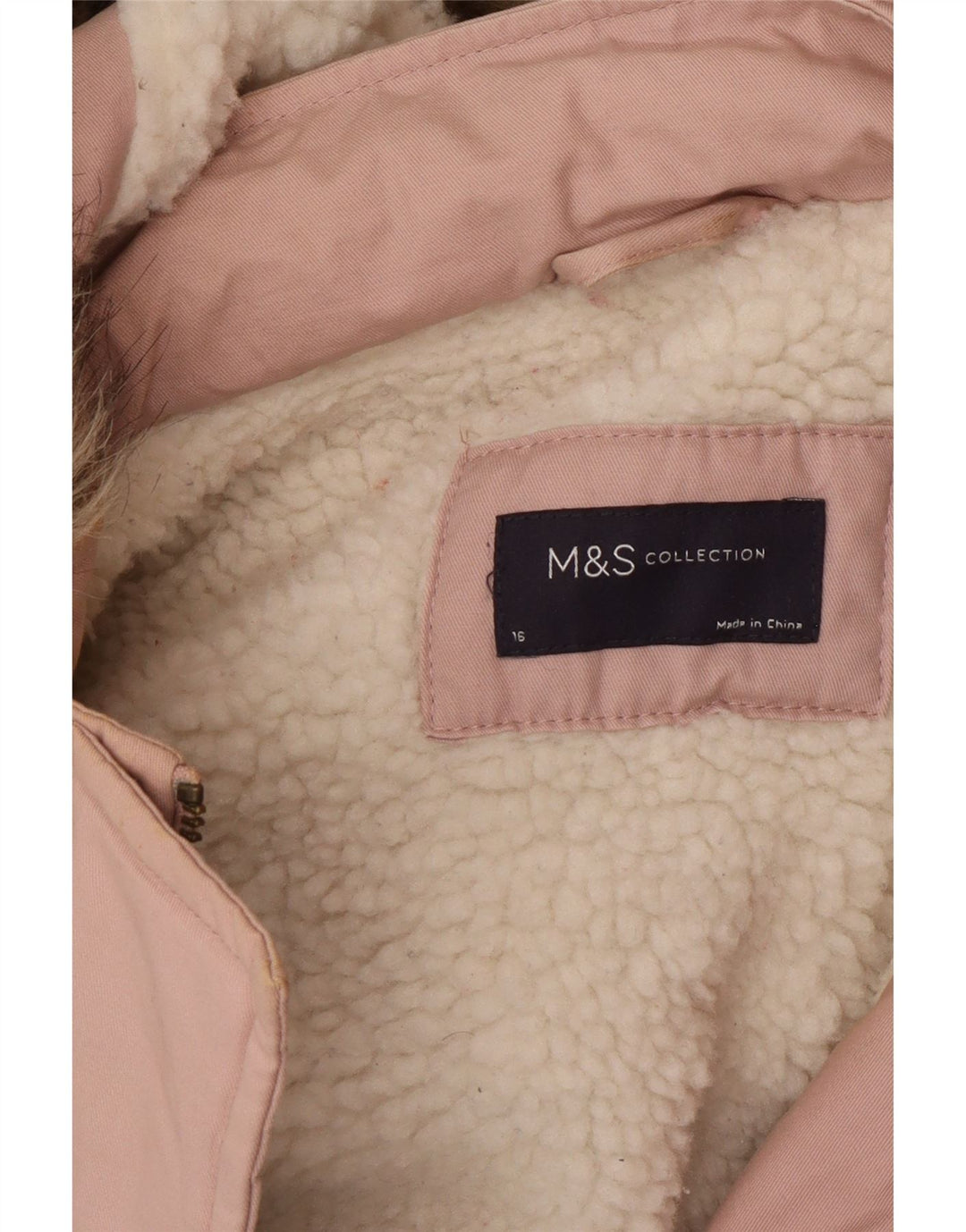 Marks & Spencer Chaqueta Parka Extragrande con Capucha para Mujer UK 46 Grande Rosa
