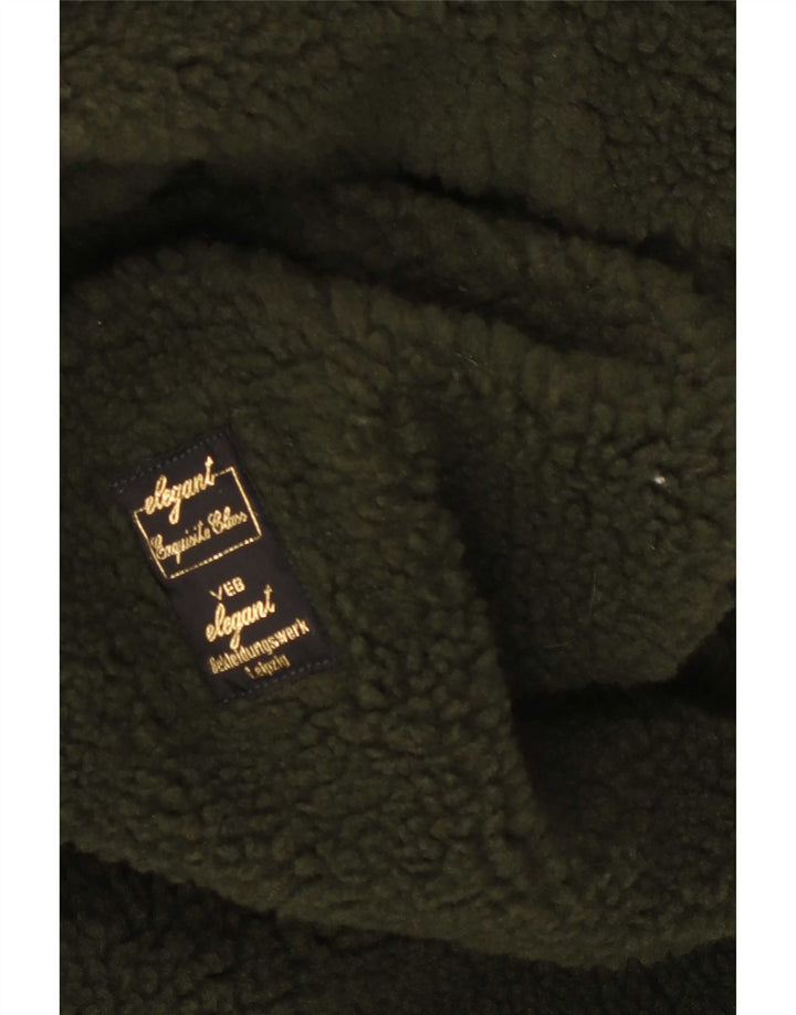 Vintage mujer Sherpa Trench Coat Reino Unido 12 Caqui Medio