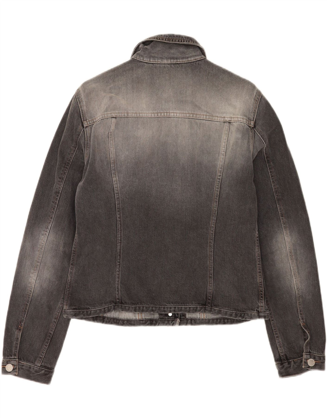 Benetton Chaqueta Vaquera Corta para Mujer UK 46 Grande Gris Algodón