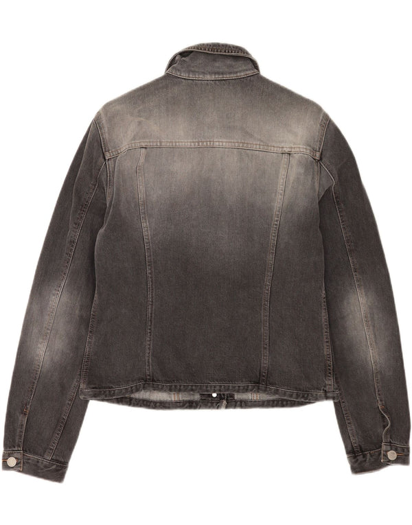 Benetton Chaqueta Vaquera Corta para Mujer UK 46 Grande Gris Algodón