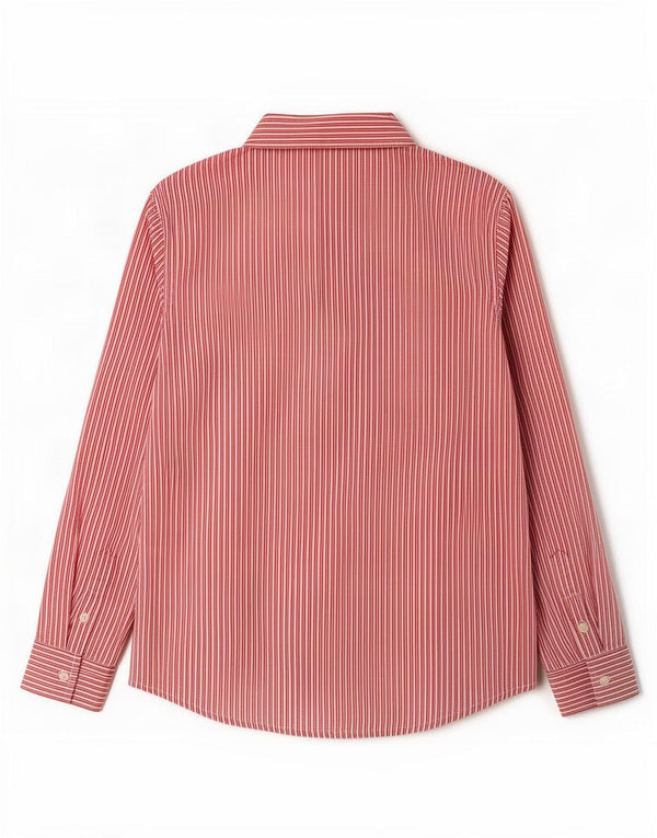 Camisa Benetton Mujer ES 40 Small Algodón A Rayas Rojas