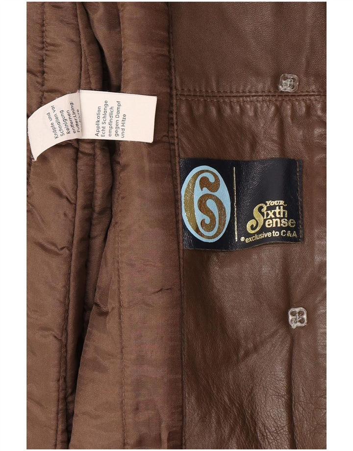 Your Sixth Sense Abrigo de cuero para mujer UK 46 Large Brown
