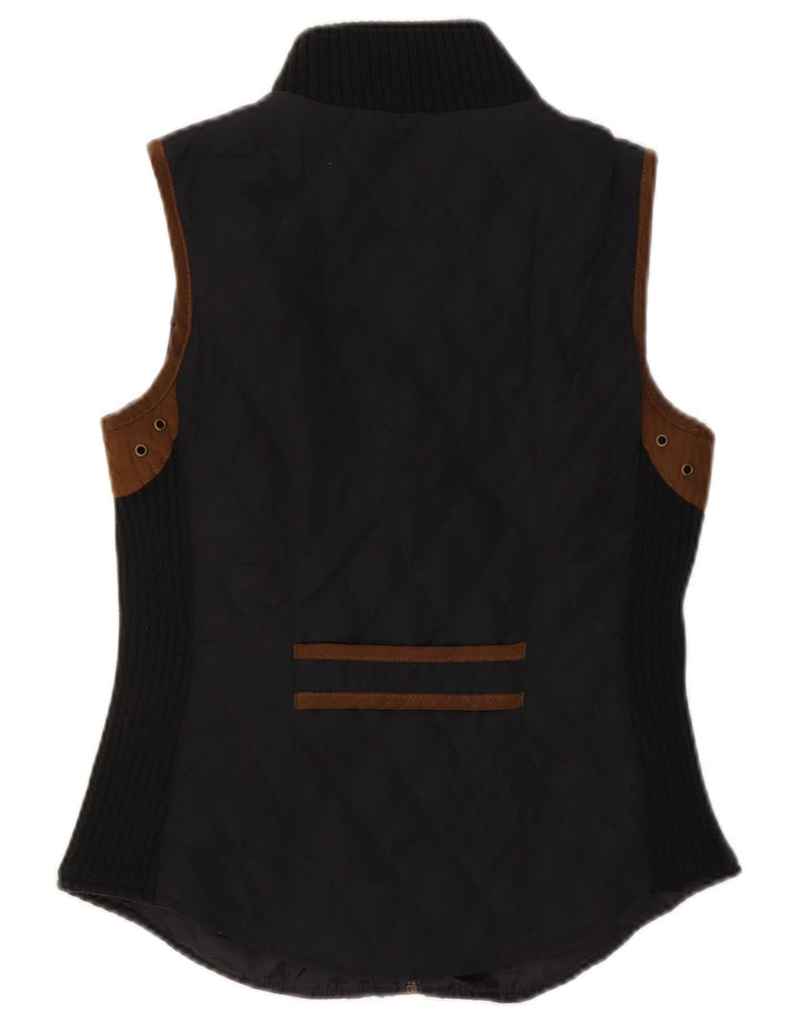 Zara Mujer Chaleco Acolchado UK 42 Medio Negro Colorblock Poliéster