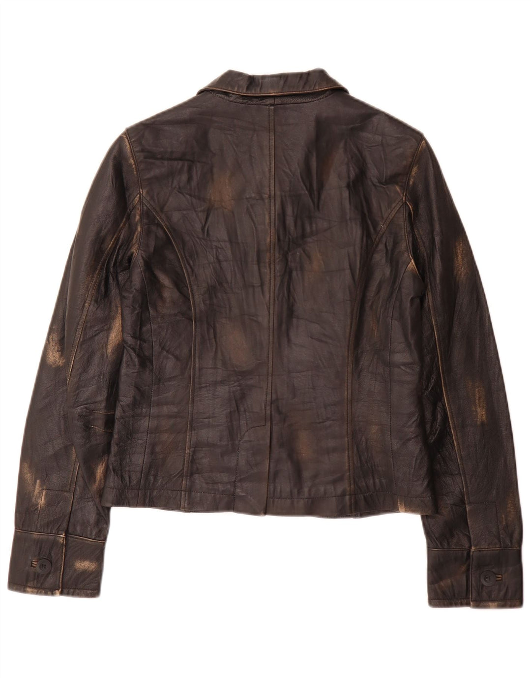 Vintage mujer 2 botones cuero Blazer chaqueta Reino Unido 8 pequeño negro