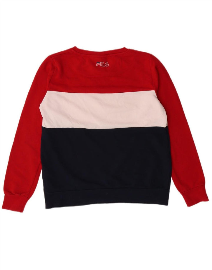 FILA Womens Sweatshirt Jumper UK 10 Small Multicoloured Colourblock