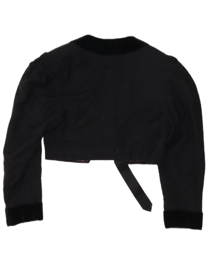 Vintage mujer crop bolero chaqueta Reino Unido 14 medio negro