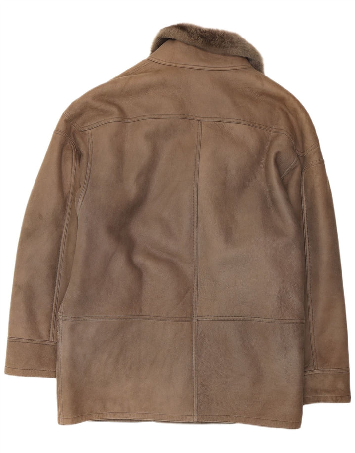 Chaqueta de piel de oveja vintage para hombre IT 52 XL Marrón