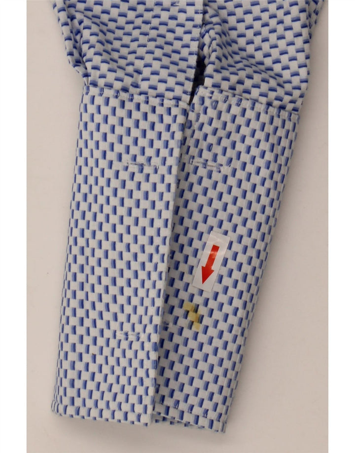 Yves Saint Laurent Camisa Formal Hombre Algodón Geométrico Azul Medio