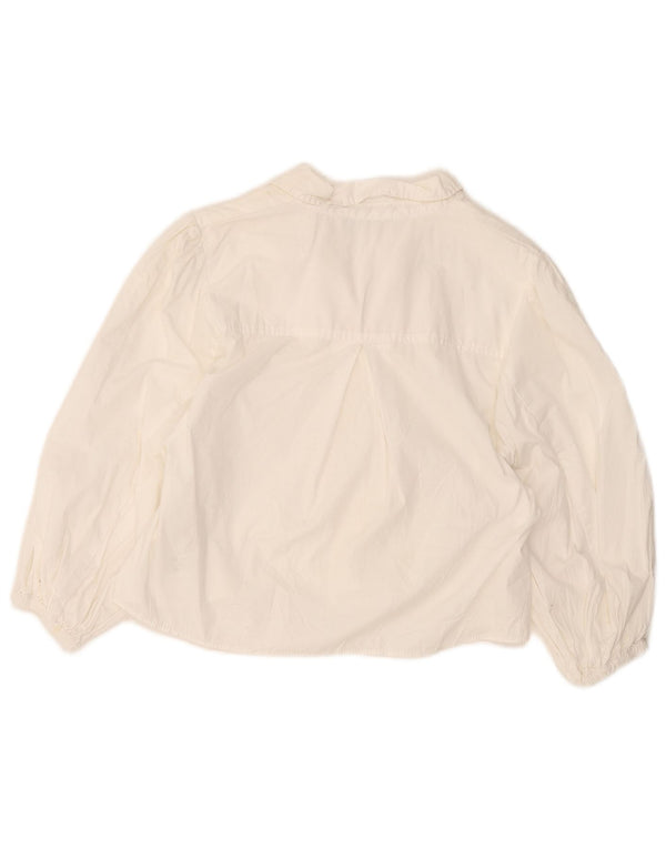 Zara Mujer Crop Shirt Blusa UK 42 Medio Algodón Blanco