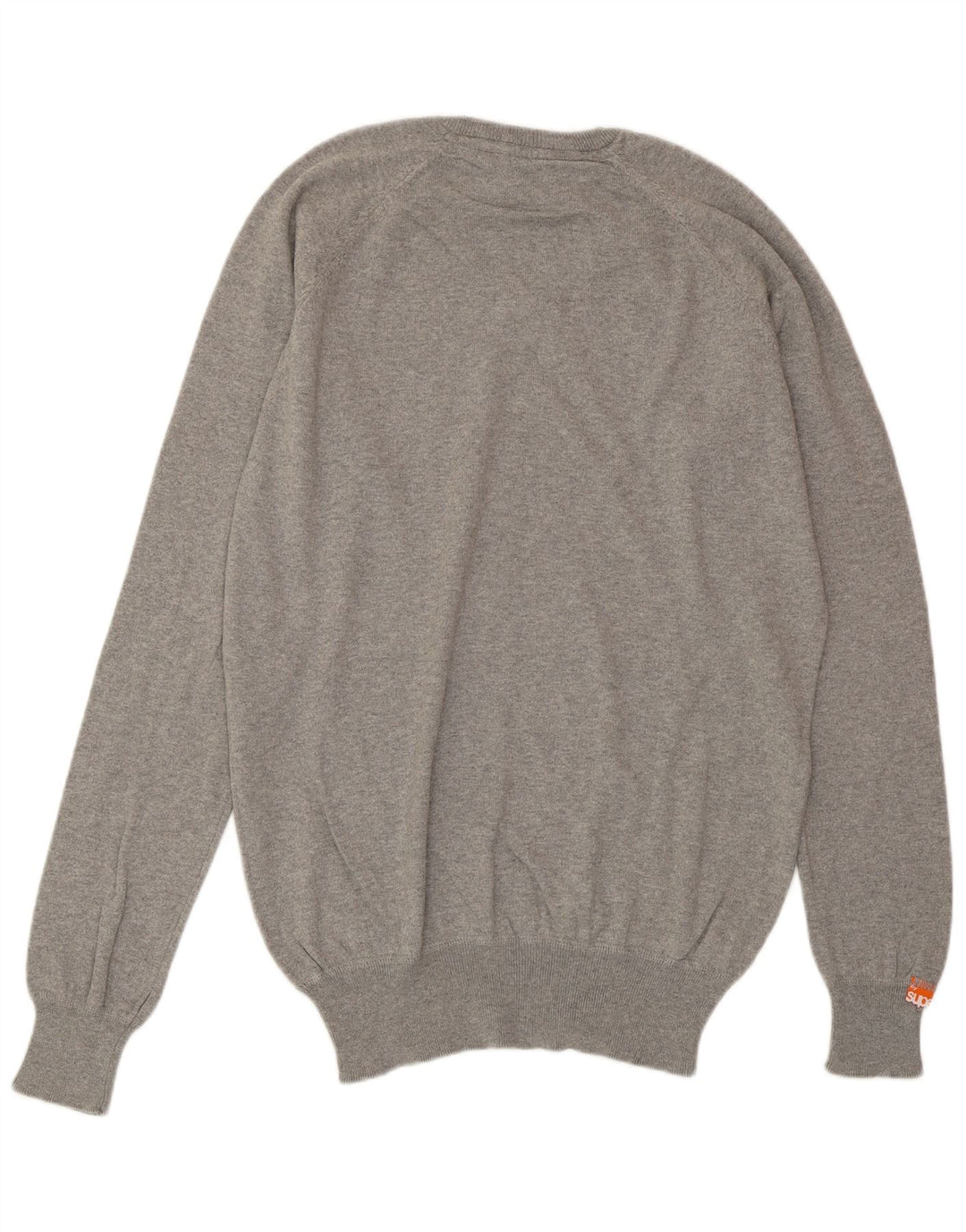 SUPERDRY Jersey con cuello en V para hombre de algodón gris medio