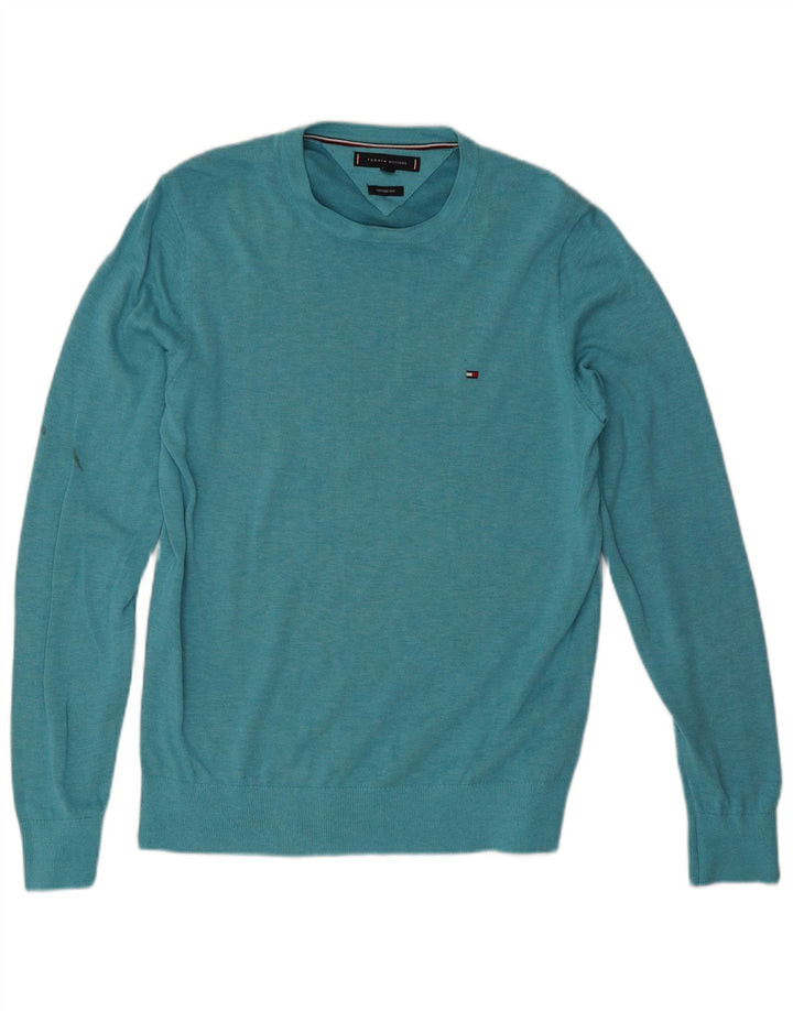 Tommy Hilfiger Jersey con Cuello Redondo para Hombre Algodón Turquesa Medio