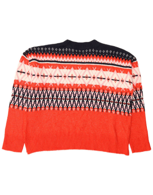 Marks & Spencer suéter de cuello redondo para mujer UK 46 Large Red Fair Isle