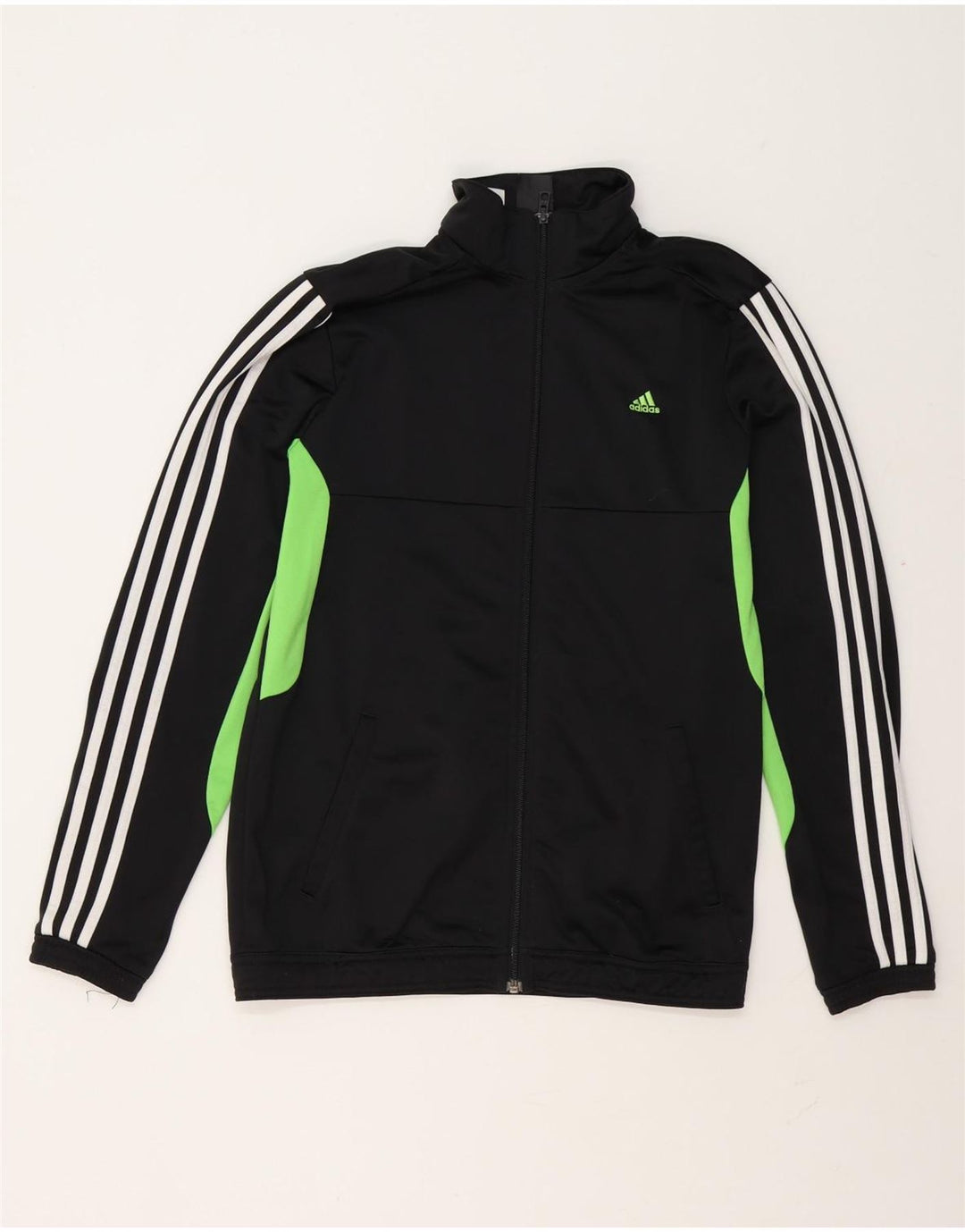 Adidas Hombre Chándal Top Chaqueta Pequeña Negro Colorblock Poliéster