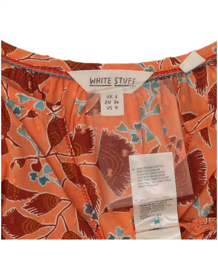 Blusa para mujer de White Stuff UK 8 Small Naranja Floral Algodón