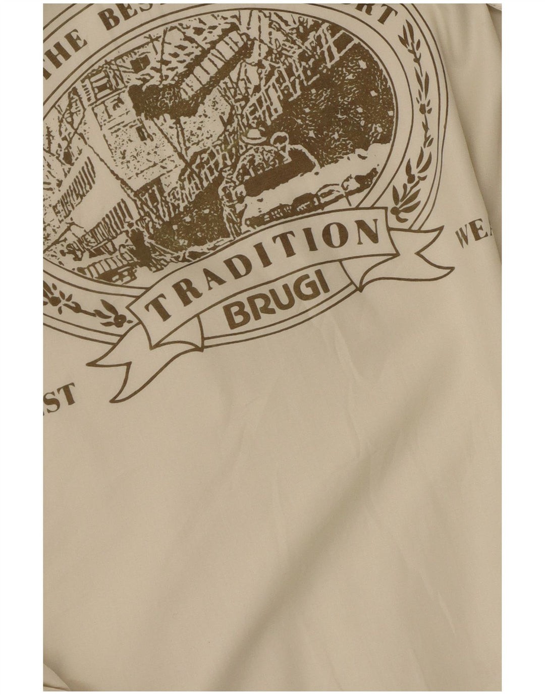 Brugi Chaqueta cortavientos con capucha y gráfico para hombre UK 40 Large Beige