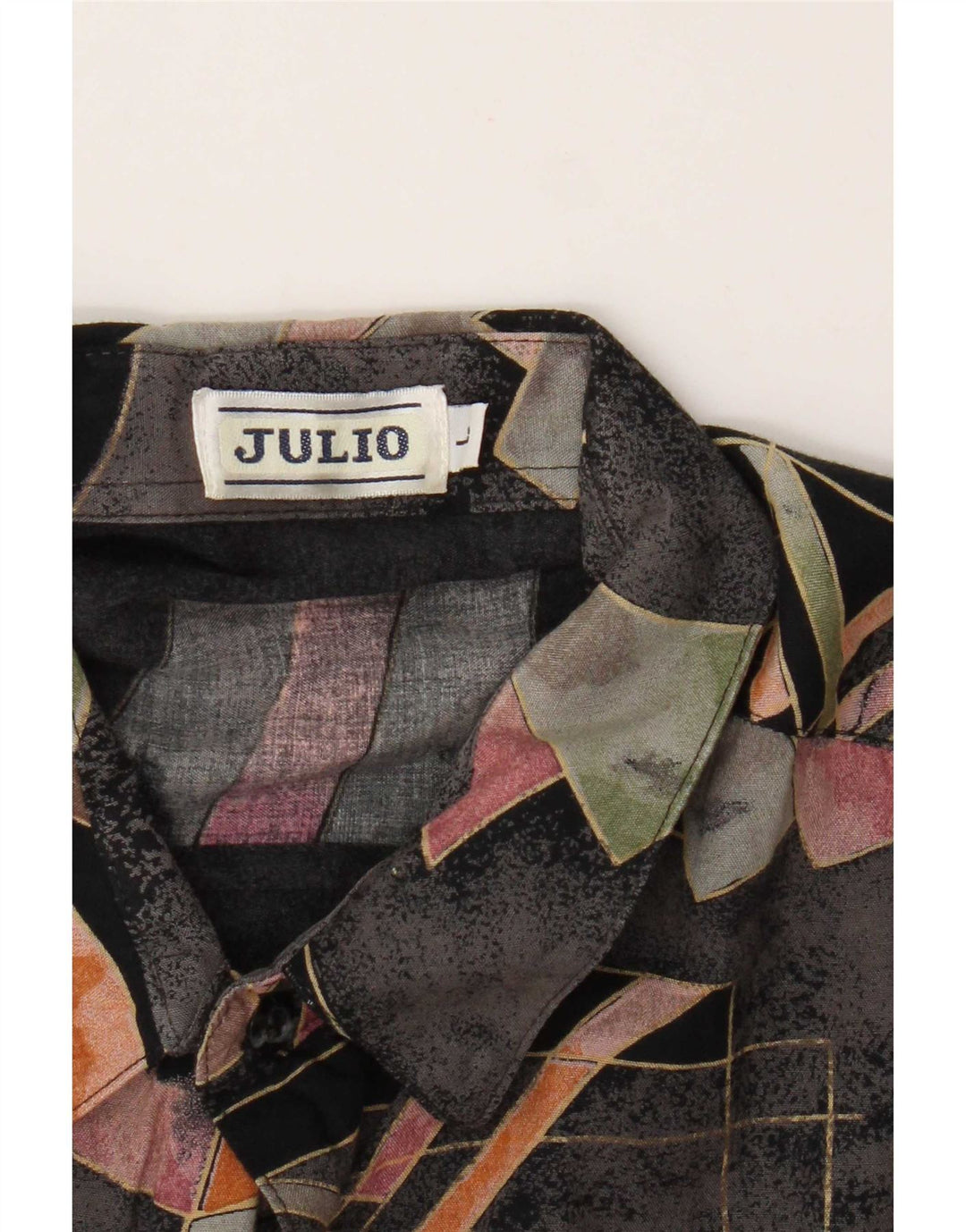 Vintage hombres camisa de manga corta grande multicolor geométrico