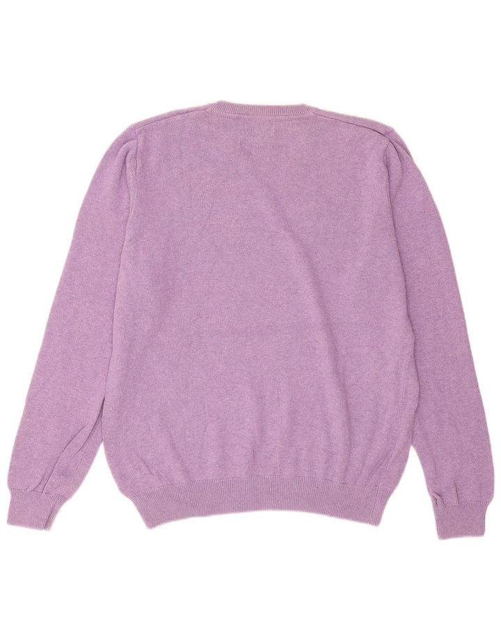 Marks & Spencer Jersey con cuello en V para hombre, talla grande, algodón morado