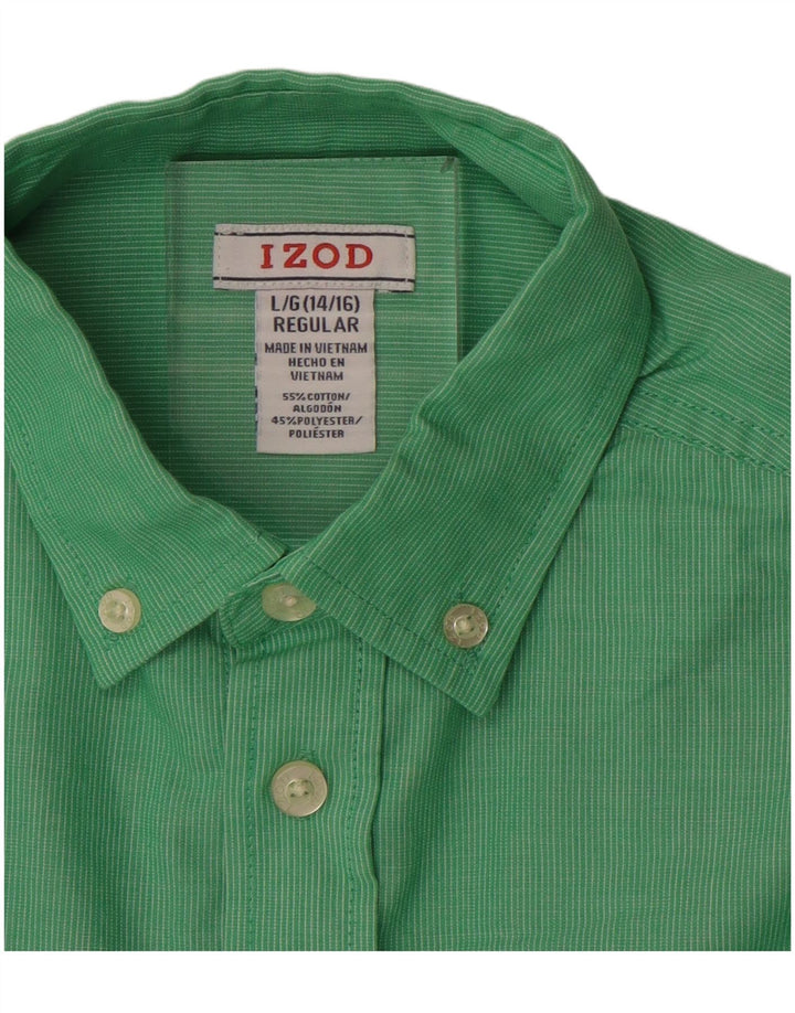 Izod Camisa Regular para Niños 14-15 Años Grande Verde Rayas Algodón
