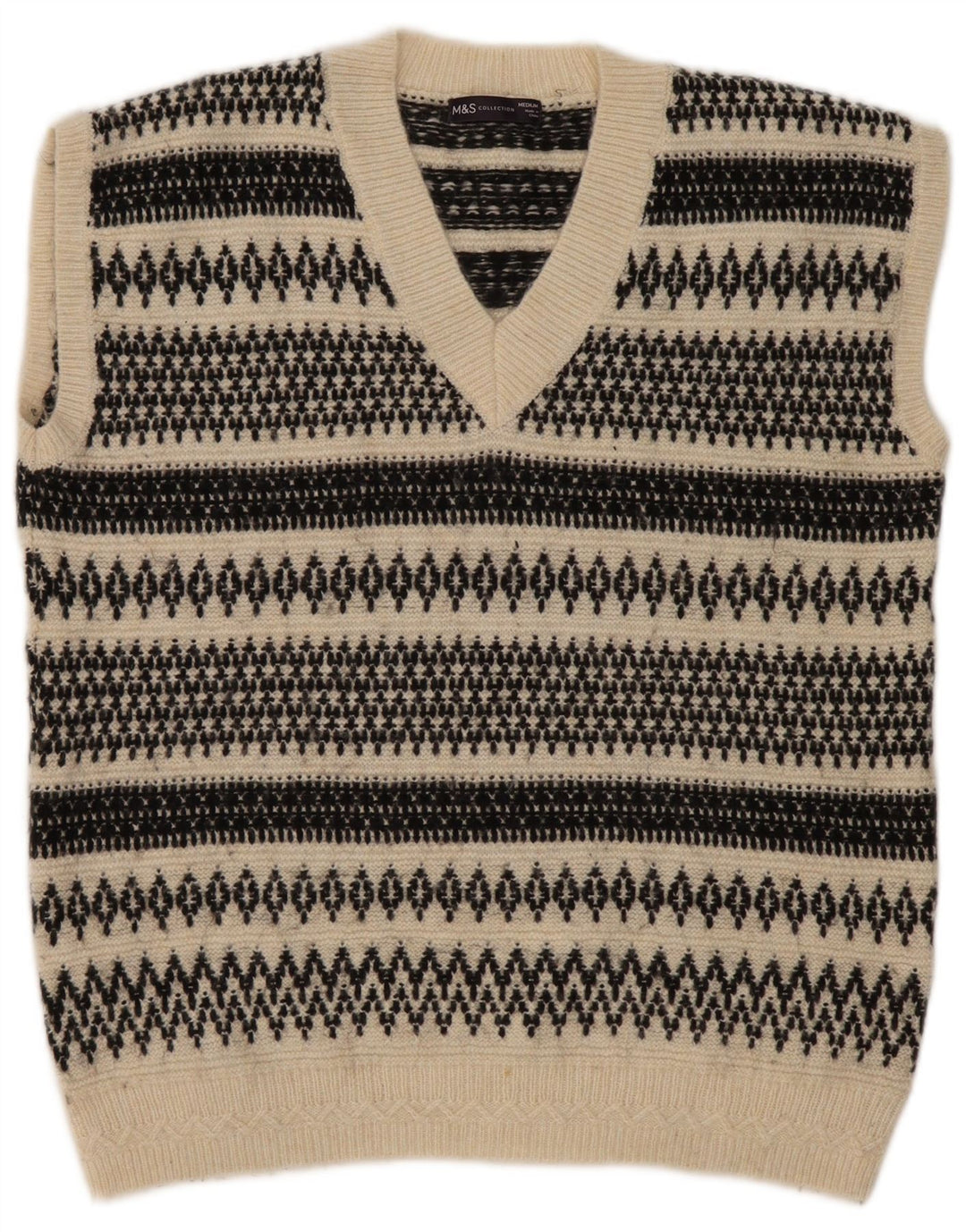 Marks & Spencer - Camiseta sin mangas para hombre, color beige medio, acrílico Fair Isle