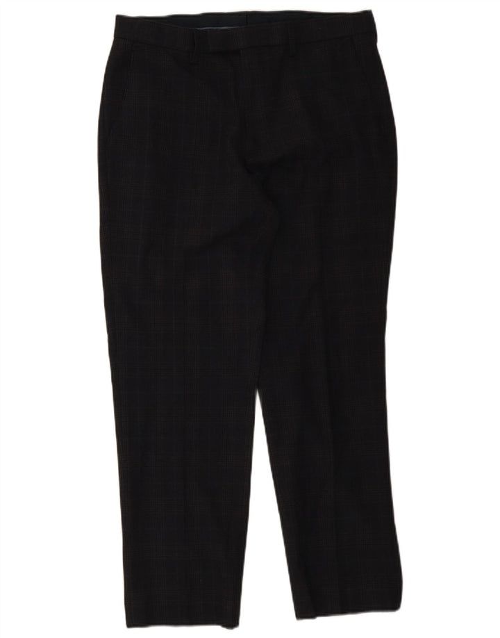 Marks & Spencer Pantalón de traje de corte regular para hombre W32 L29 Cuadros azul marino
