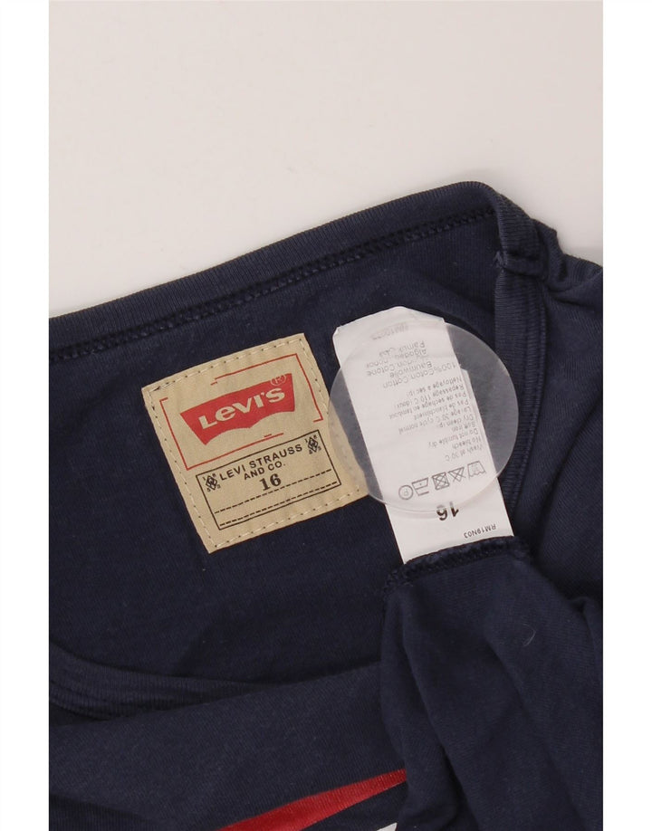 LEVI'S Camiseta gráfica para niño manga larga 15-16 años Azul marino Colorblock