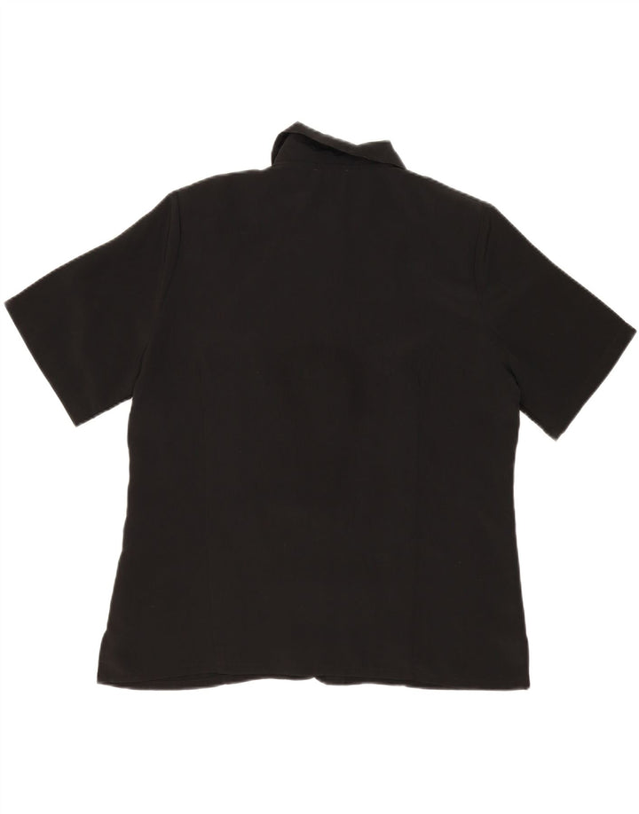 VINTAGE Womens Short Sleeve Shirt Blouse UK 16 Large Black Polyester Vintage Vintage and Second-Hand Vintage from Messina Hembry 