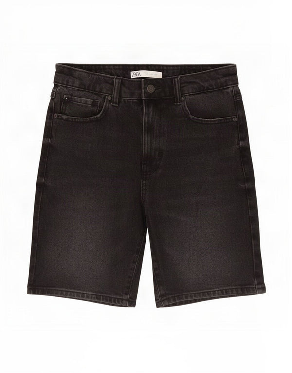 Zara Pantalones cortos de mezclilla para hombre EU 38 Small W30 Algodón negro