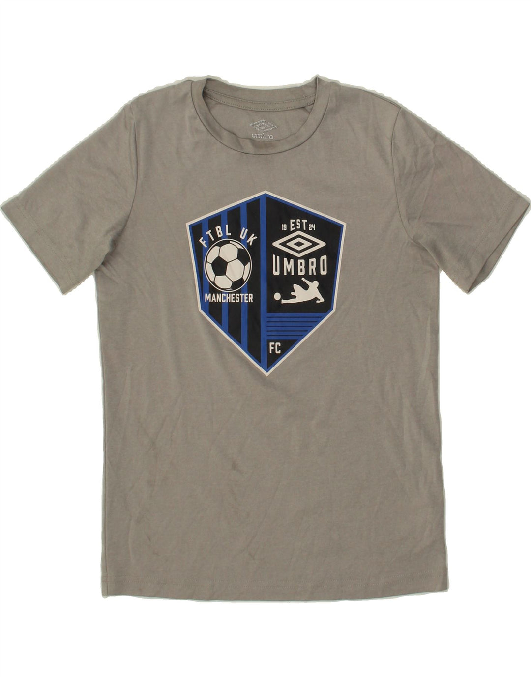 UMBRO Boys Manchester Graphic T-Shirt Top 12-13 Years Large Grey Polyester Vintage Umbro and Second-Hand Umbro from Messina Hembry 