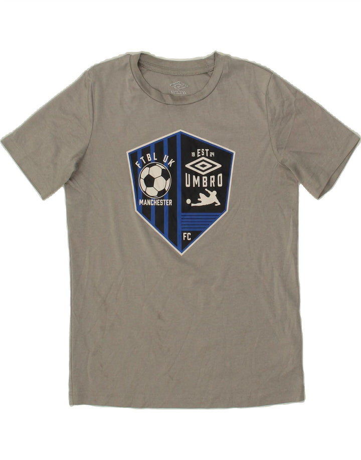 UMBRO Boys Manchester Graphic T-Shirt Top 12-13 Years Large Grey Polyester Vintage Umbro and Second-Hand Umbro from Messina Hembry 
