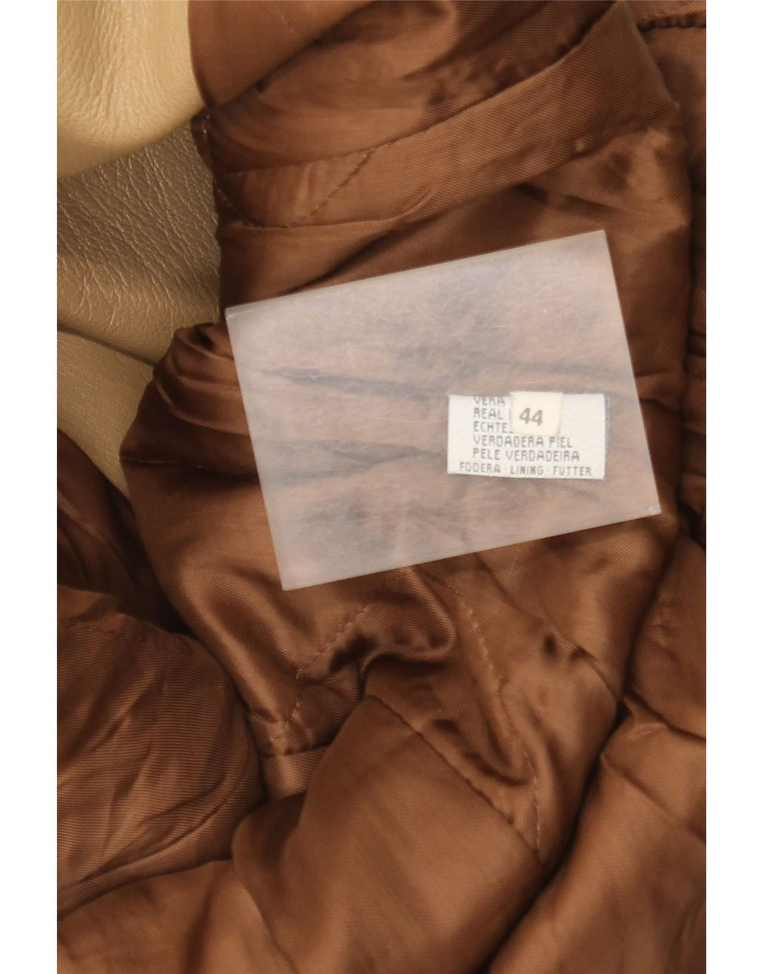 Abrigo de cuero vintage para mujer IT 44 Beige medio