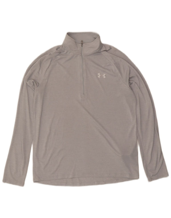 Under Armour Camiseta holgada con cuello y cremallera para hombre Manga larga Poliéster gris medio