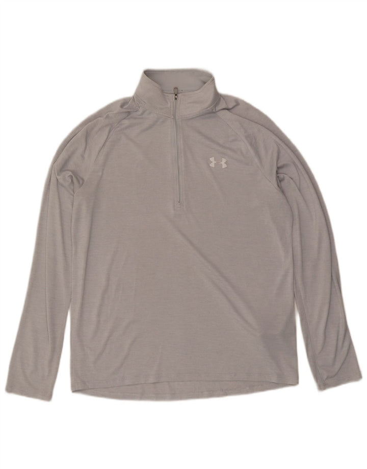 Under Armour Camiseta holgada con cuello y cremallera para hombre Manga larga Poliéster gris medio